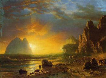 Albert Bierstadt : Sunset on the Coast